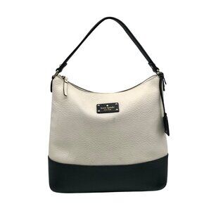 Kate Spade Black And Cream Pebbled Leather Bay Street Lexie Shoulder Bag